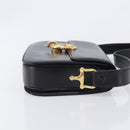 CELINE Shoulder Bag Leather Black Gold Tone Auth BA16528A-4