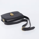 CELINE Shoulder Bag Leather Black Gold Tone Auth BA16528A-7
