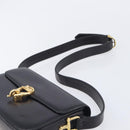 CELINE Shoulder Bag Leather Black Gold Tone Auth BA16528A-8