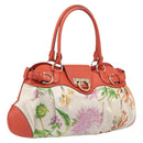 Salvatore Ferragamo Gancini Tote Bag Satin White Gold Tone Auth BA16529-1