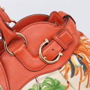 Salvatore Ferragamo Gancini Tote Bag Satin White Gold Tone Auth BA16529-16