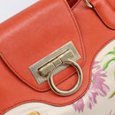 Salvatore Ferragamo Gancini Tote Bag Satin White Gold Tone Auth BA16529-17