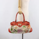 Salvatore Ferragamo Gancini Tote Bag Satin White Gold Tone Auth BA16529-28