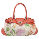 Salvatore Ferragamo Gancini Tote Bag Satin White Gold Tone Auth BA16529-3