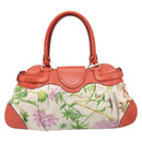 Salvatore Ferragamo Gancini Tote Bag Satin White Gold Tone Auth BA16529-4