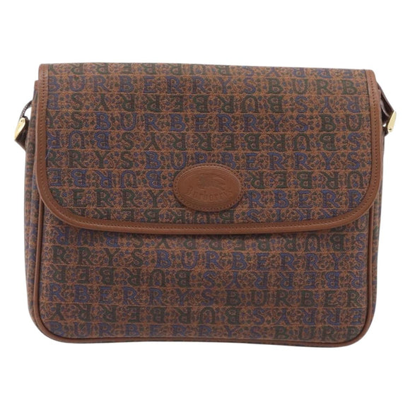 Burberrys Shoulder Bag Canvas Brown Gold Tone Auth BA16531A
