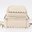 Valentino Rock Studs Backpack Leather Ivory Gold Tone Auth BA16533-11