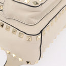 Valentino Rock Studs Backpack Leather Ivory Gold Tone Auth BA16533-12