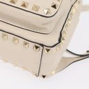 Valentino Rock Studs Backpack Leather Ivory Gold Tone Auth BA16533-13