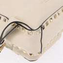 Valentino Rock Studs Backpack Leather Ivory Gold Tone Auth BA16533-14