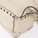 Valentino Rock Studs Backpack Leather Ivory Gold Tone Auth BA16533-15