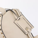 Valentino Rock Studs Backpack Leather Ivory Gold Tone Auth BA16533-17