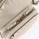 Valentino Rock Studs Backpack Leather Ivory Gold Tone Auth BA16533-19