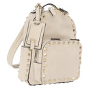 Valentino Rock Studs Backpack Leather Ivory Gold Tone Auth BA16533-1