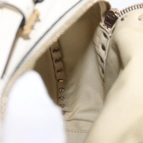 Valentino Rock Studs Backpack Leather Ivory Gold Tone Auth BA16533