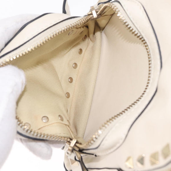 Valentino Rock Studs Backpack Leather Ivory Gold Tone Auth BA16533