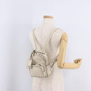 Valentino Rock Studs Backpack Leather Ivory Gold Tone Auth BA16533-27