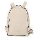 Valentino Rock Studs Backpack Leather Ivory Gold Tone Auth BA16533-3