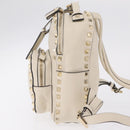 Valentino Rock Studs Backpack Leather Ivory Gold Tone Auth BA16533-4