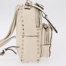 Valentino Rock Studs Backpack Leather Ivory Gold Tone Auth BA16533-5