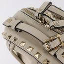 Valentino Rock Studs Backpack Leather Ivory Gold Tone Auth BA16533-7