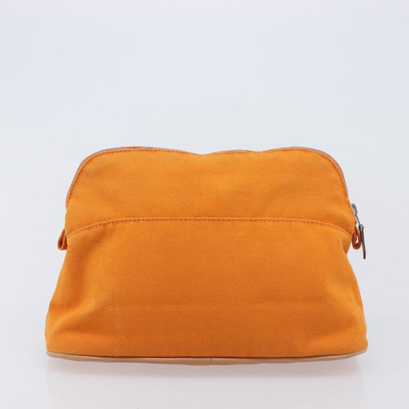 HERMES Bolide Pouch Canvas 2 Set Black Orange Auth BA16534