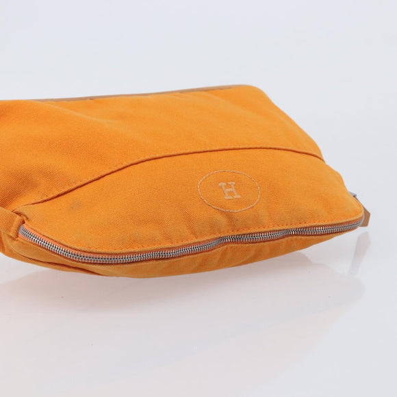 HERMES Bolide Pouch Canvas 2 Set Black Orange Auth BA16534