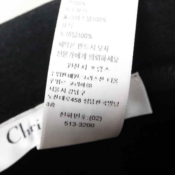 Christian Dior Hat Wool Black Gold Tone Auth BA16536M