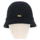 Christian Dior Hat Wool Black Gold Tone Auth BA16536M-2