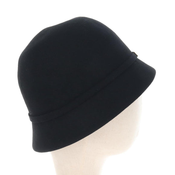 Christian Dior Hat Wool Black Gold Tone Auth BA16536M