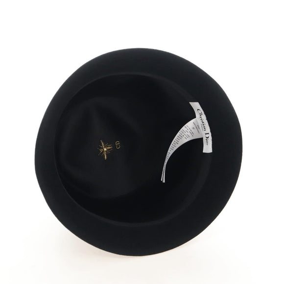 Christian Dior Hat Wool Black Gold Tone Auth BA16536M