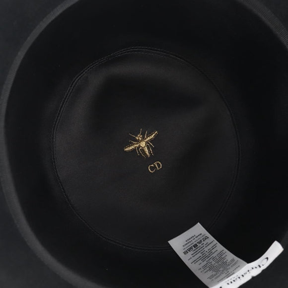 Christian Dior Hat Wool Black Gold Tone Auth BA16536M