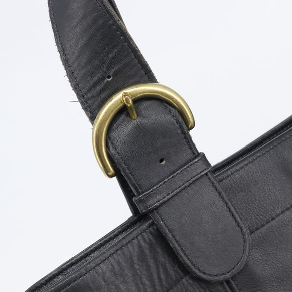 Coach Shoulder Bag Leather Black Gold Tone Auth BA16561