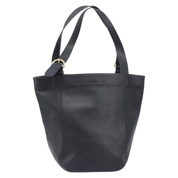Coach Shoulder Bag Leather Black Gold Tone Auth BA16561