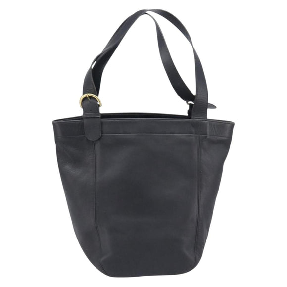 Coach Shoulder Bag Leather Black Gold Tone Auth BA16561