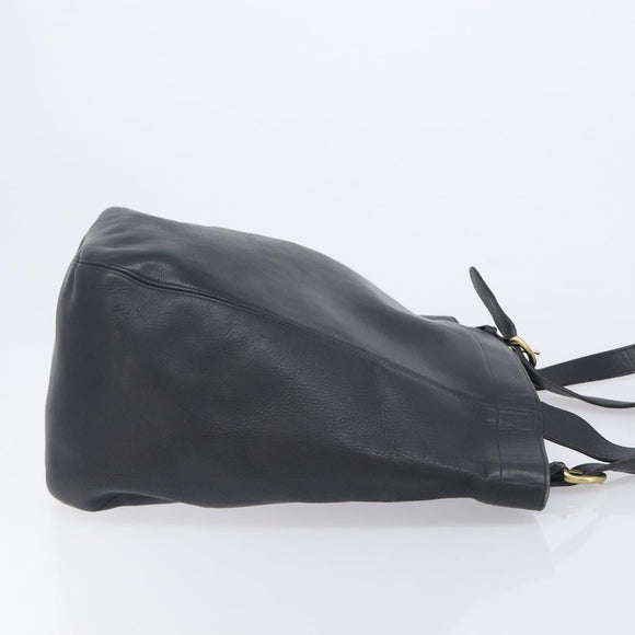 Coach Shoulder Bag Leather Black Gold Tone Auth BA16561
