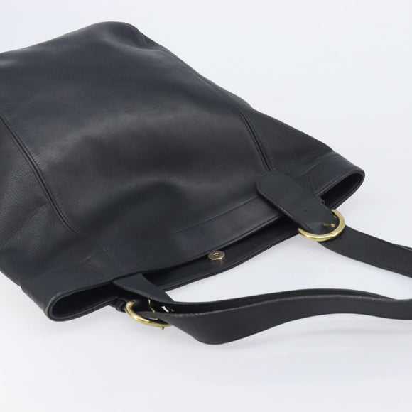 Coach Shoulder Bag Leather Black Gold Tone Auth BA16561