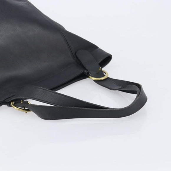 Coach Shoulder Bag Leather Black Gold Tone Auth BA16561