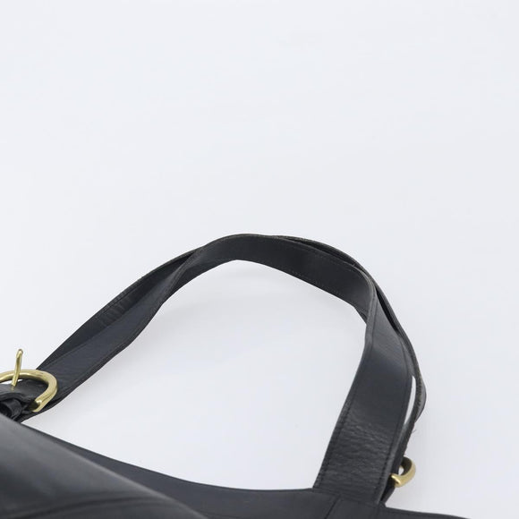 Coach Shoulder Bag Leather Black Gold Tone Auth BA16561