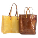 LOUIS VUITTON Monogram Vernis Hand Bag 2 Set Bronze Gris LV Auth BA16572-1