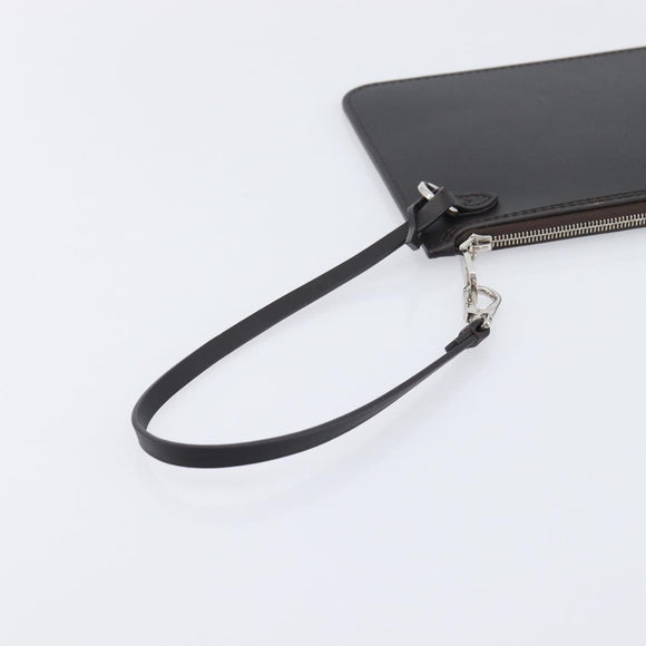 LOUIS VUITTON Mahina Hina MM Pouch Leather Dark Brown LV Auth BA16576V