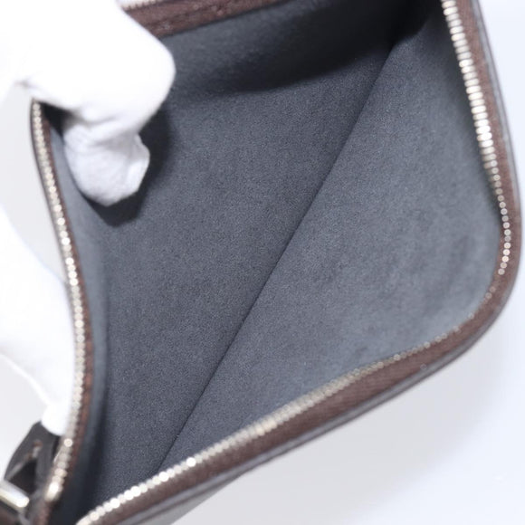 LOUIS VUITTON Mahina Hina MM Pouch Leather Dark Brown LV Auth BA16576V