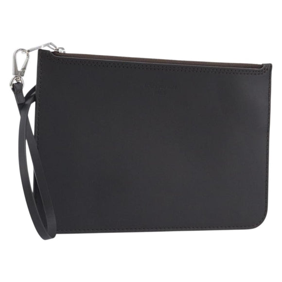 LOUIS VUITTON Mahina Hina MM Pouch Leather Dark Brown LV Auth BA16576V