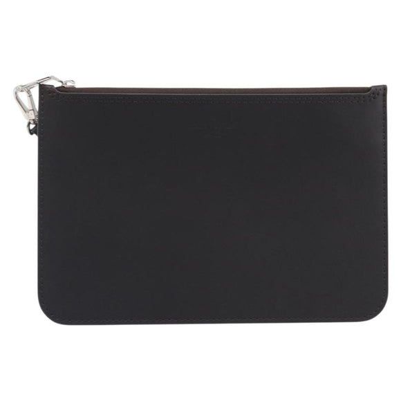 LOUIS VUITTON Mahina Hina MM Pouch Leather Dark Brown LV Auth BA16576V