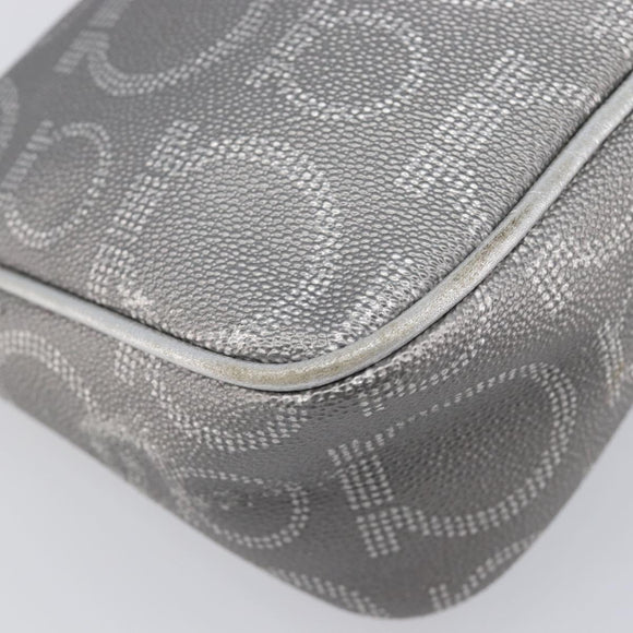 Salvatore Ferragamo Gancini Hand Bag Leather Silver Auth BA16577A