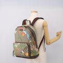 GUCCI GG Supreme Tian Backpack PVC Beige Silver 428027 Auth BA16579V-29