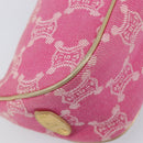 CELINE Macadam Hand Bag Canvas Pink Gold Tone Auth BA16581A-12