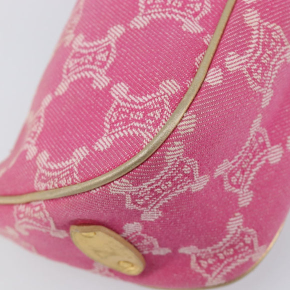 CELINE Macadam Hand Bag Canvas Pink Gold Tone Auth BA16581A