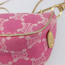 CELINE Macadam Hand Bag Canvas Pink Gold Tone Auth BA16581A-13