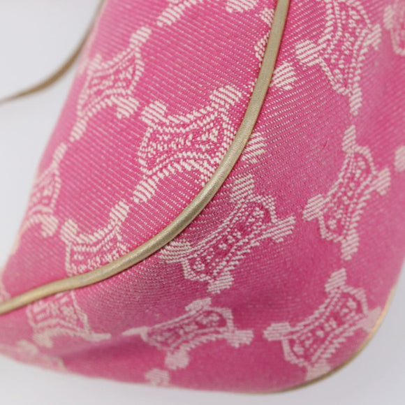 CELINE Macadam Hand Bag Canvas Pink Gold Tone Auth BA16581A